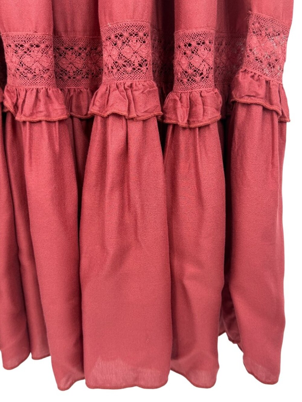 Free People Lace Trim Tiered Ruffle Maxi Slip Dress M | Whimsical Ethereal Boho - Picture 12 of 16